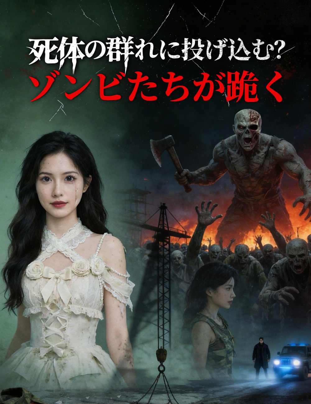死体の群れに投げ込む？ゾンビたちが跪く